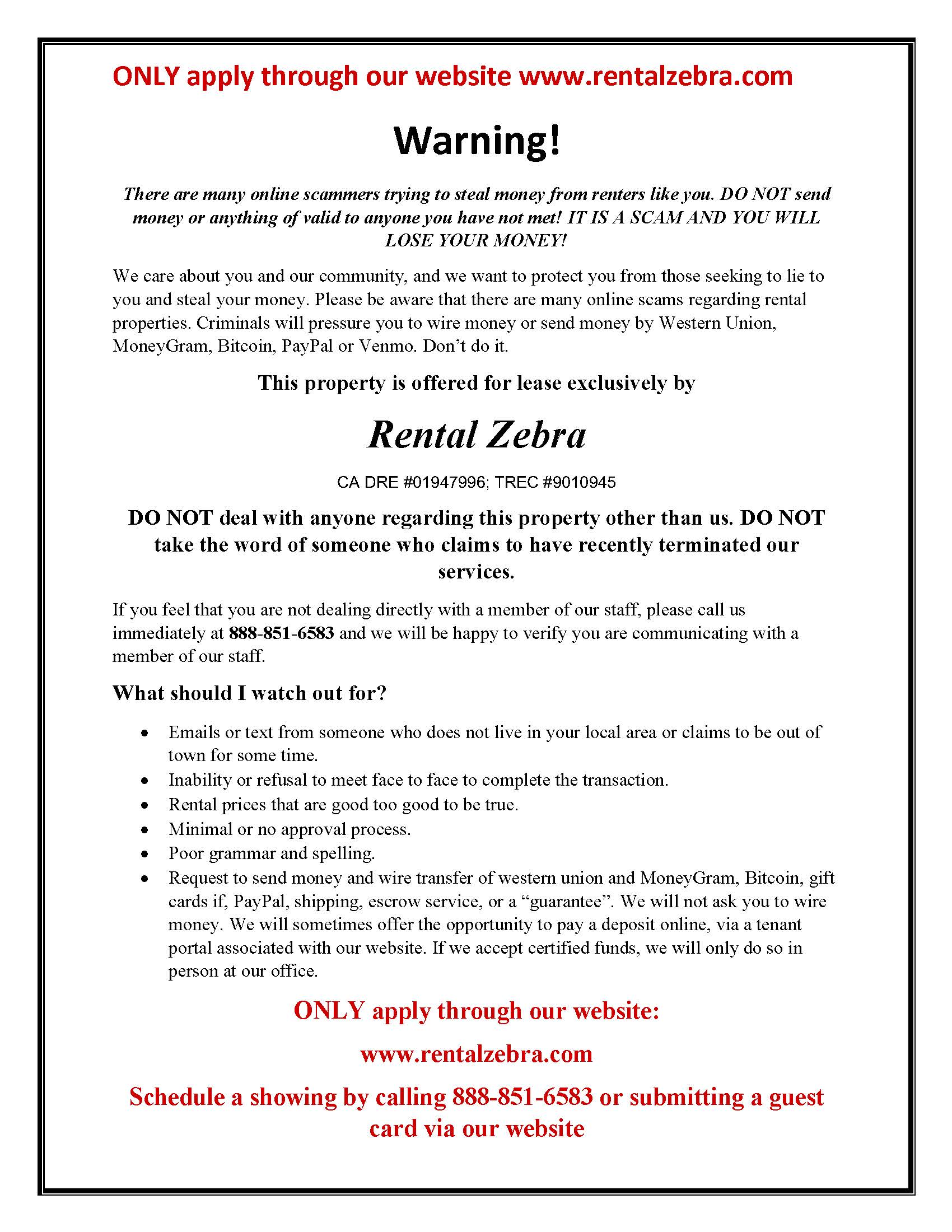 Warning Zebra Label Resident Resources | Rental Zebra